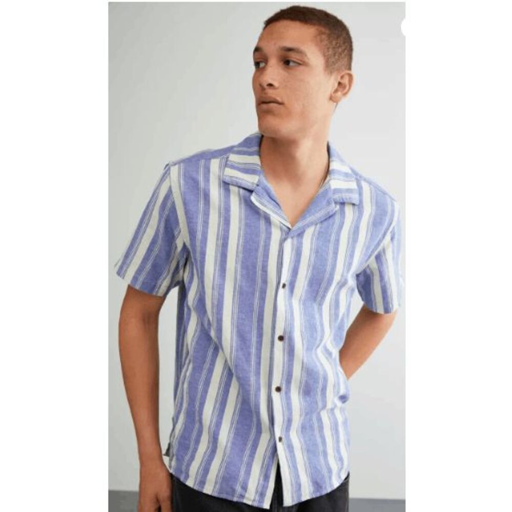 Katin Ian Striped Shirt Cotton Linen Size L A